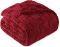 Exclusivo Mezcla Twin Size Flannel Fleece Blanket, Super Soft and Warm Lightweight Checkered Pattern Blankets for All Seasons, 60x80 Inches, Deep Red