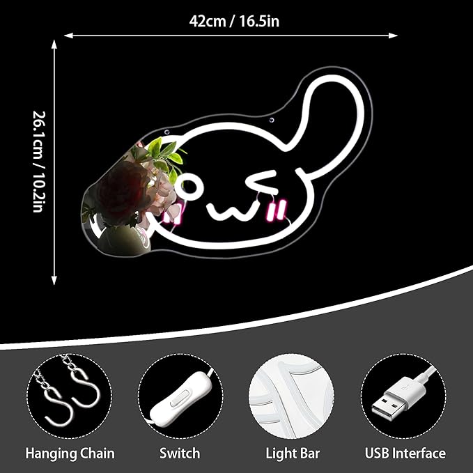 Neon Sign, FPLL Neon Signs for Wall Decor Cute Dog White LED Sign for Man Cave Game Room Home Decor Bar Beer Light up Signs - USB Powered
