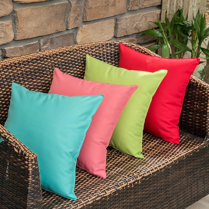 MIULEE Pack of 2 Decorative Outdoor Waterproof Pillow Covers Square Garden Cushion Sham Throw Pillowcase Summer Shell for Patio Tent Couch 18x18 Inch Pale Green