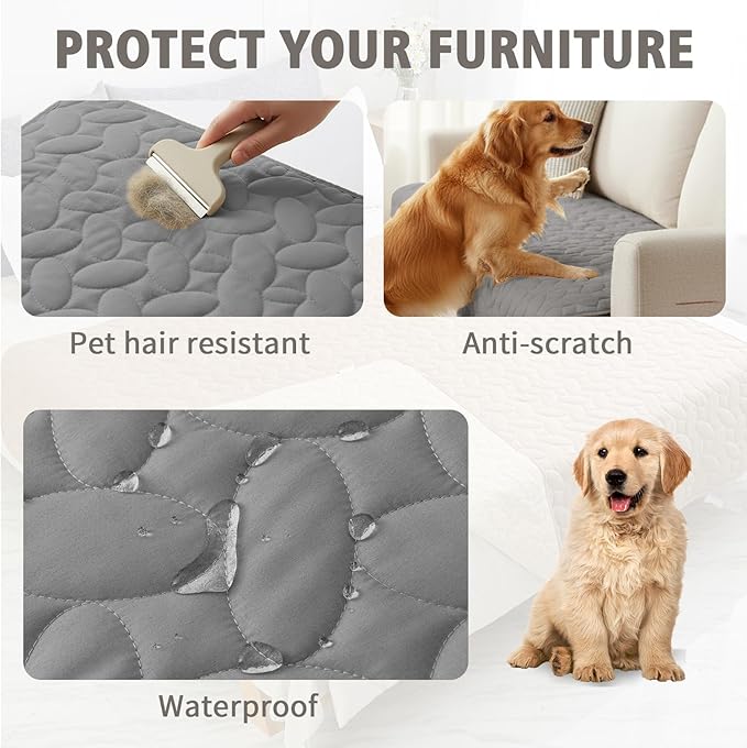 Ameritex Waterproof Pet Bed Cover Anti-Slip Dog Bed Blanket for Sofa and Furniture Waterproof New Pattern Design (Lightgrey, 30x53 Inch (Pack of 1))