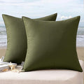 MIULEE Pack of 2 Decorative Outdoor Waterproof Pillow Covers Square Garden Cushion Sham Throw Pillowcase Shell for Spring Patio Tent Couch 16x16 Inch Olive