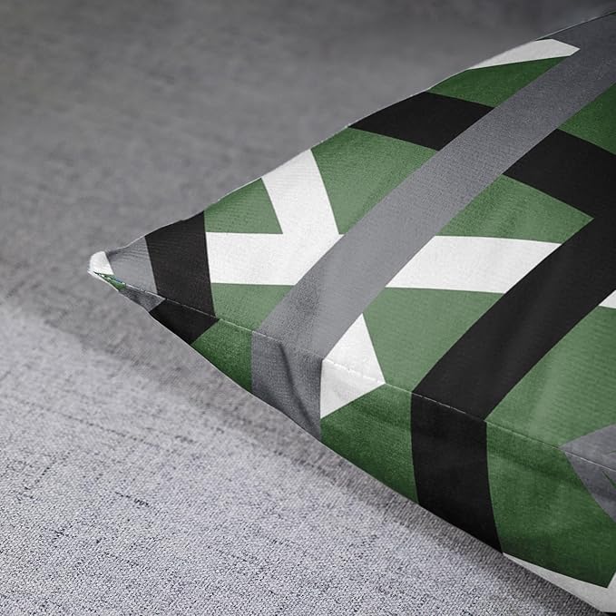Emvency Set of 2 Throw Pillow Cover Sage Green Black Stripes Grey White Design Retro Decorative Pillow Case Striped Home Decor Square 18x18 Inch Cushion Pillowcase