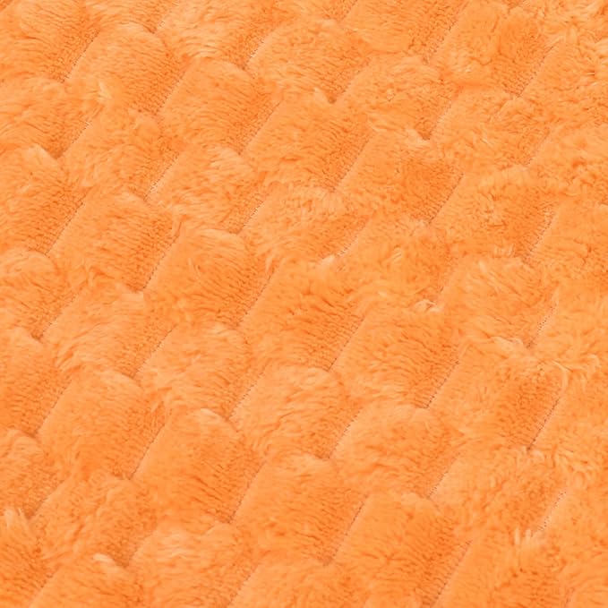 Vessia Flannel Fleece Throw Blanket(50x70 inch), 3D Jacquard Light Orange Fuzzy and Warm Blanket for Couch,Sofa,Bed,Chair, 300GSM Super Soft Touch Cozy Lightweight Throw for All-Season Home Decor