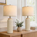 24" Modern Ceramic Bedside Lamp Set of 2 for Bedroom Decor Farmhouse Table Lamp for Living Room Office Dorm