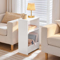 3-Tier Small Narrow Side Table with Open Storage Shelves, Thin Bedside Table for Narrow Spaces, Slim Nightstand, Skinny Couch Side Table for Living Room, Bedroom, Entryway, White ETWT75101