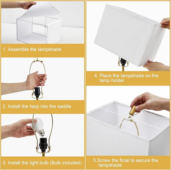 GyroVu Extra Large 25.5" Nightstand Table Lamps for Bedrooms Set of 2, Bedside Lamp with USB C+A, Colors Changeable Living Room Lamp, Modern Night Stand Lamps for Bedside Reading, Gold+White Shade