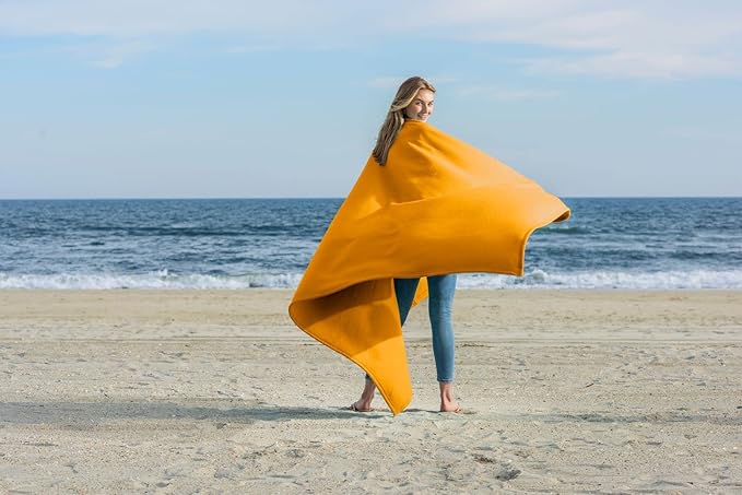 MV Sport Lightweight Sweatshirt Blanket Throw – Warm & Cozy, Breathable Oversized Fleece Knit, Couch, Bed, Travel, Cold Nights, and Outdoors – Soft Light Weight Blanket 54" x 84" Soft Yellow