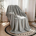 Throw Blanket for Couch, Flannel Fleece Blanket, Warm Plush Throw Blankets for Girls, Fuzzy Soft Blanket for Bed, Sofa, Travel, Camping, 50" X 60", Light Grey