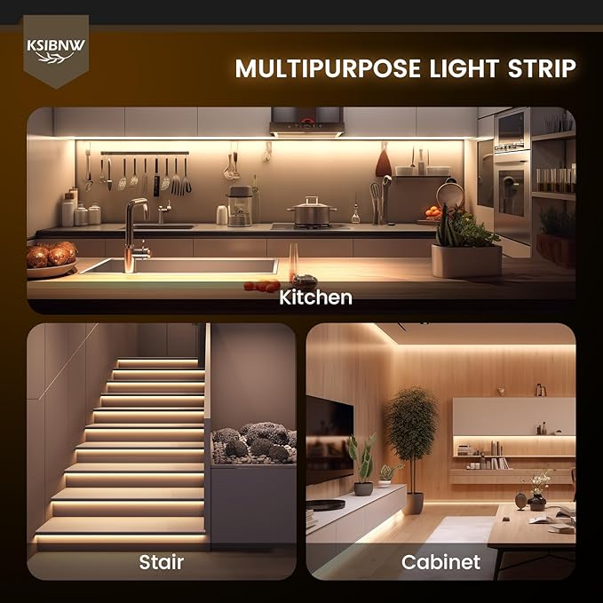 COB LED Strip Lights 16.4ft/5m, 12V LED Light Strip, Neutral White 4000K Under Cabinet Lighting, Super Bright Flexible Tape Lights for Bedroom,Mirror,Kitchen,Living Room(Power Supply Not Included)