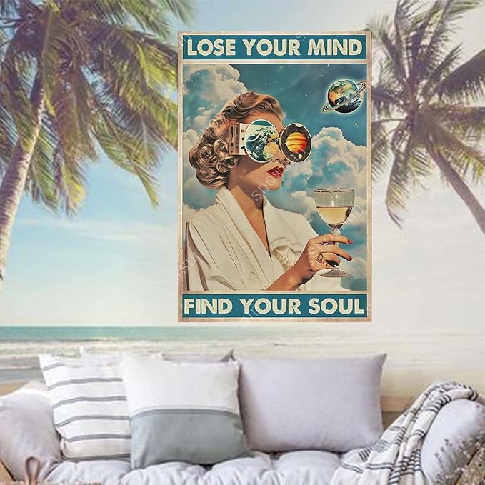 Girl Planet Funny Metal Tin Sign Aluminum Metal Signs Retro Metal Sign Bar Cafe Room Country Farmhouse Bathroom Family 8X12 Inch