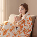 LUXIAN Electric Heated Blanket Throw Size 50"x60" - Flannel & Sherpa Fabric Dual-Sided, 9 Heat Settings & 1-3 Hours Auto Off, Machine Washable,Christmas Santa Forest, Orange and White