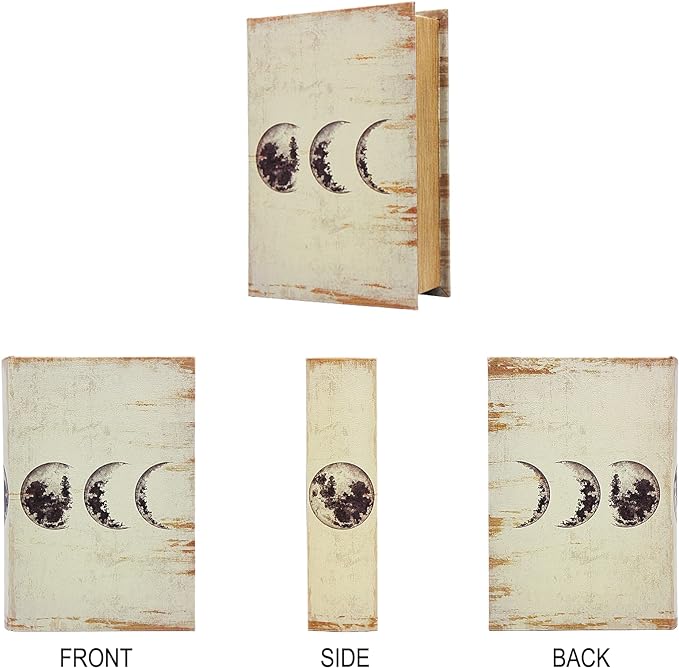 PACOLO Decorative Book Boxes, Faux Wood with Magnetic cover Storage for Hidden Jewelry, Money, and Cash (Lunar Eclipse)