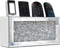 Mirrored Remote Holder, Wall Mounted Crush Diamond Bling Decoration Organizer Storage Box for Remote Phone Pad Wallet Notebook (8.3"×2.5"×4" For 3 or 4 Remote Controls) | Bling Decoration