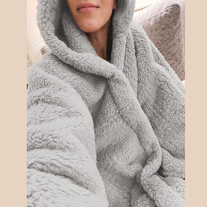 Wearable Blanket Sherpa Poncho Office Work Warm Cozy Shawl Blanket,Plush Cape Wrap for Adults