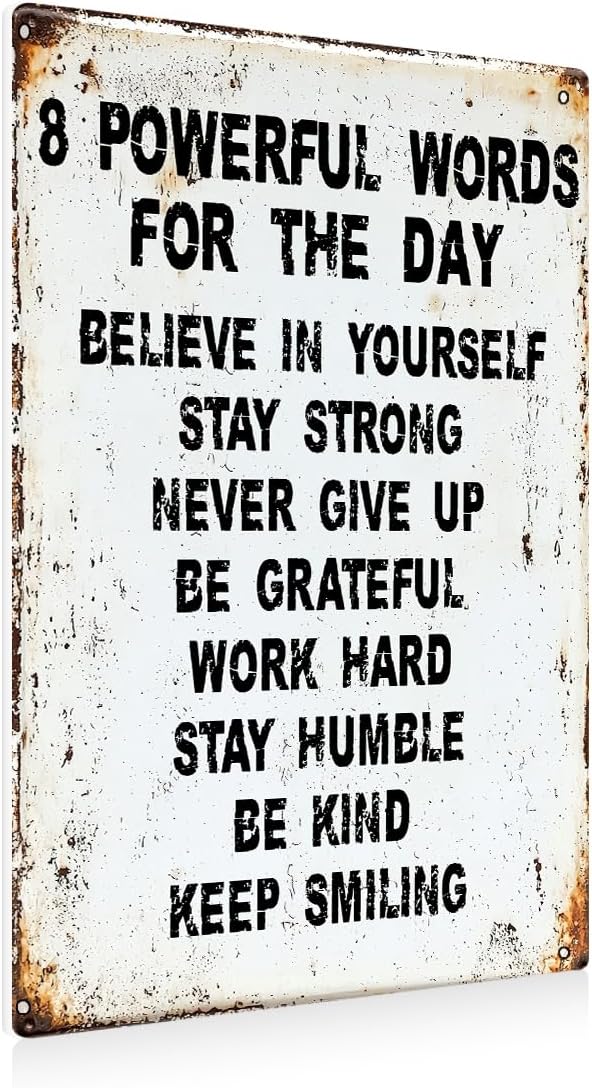 Inspirational Wall Art Metal Tin Sign Inspiring Positive Quotes Room Decor for Living Room Bedroom Classroom Gym, Motivational Wall Decor for Teen 8 x 12 Inch