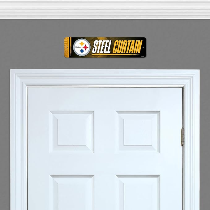Rico Industries NFL Football Metal Street Sign 4" x 15" Home Décor - Bedroom - Office