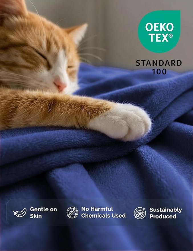 Casa Platino Fleece Throw Blankets – 300 GSM Navy Blue – Soft Cozy Warm Holiday Throws for Winter, Fuzzy Plush Elegant Gifts for Kids, Men & Women - Ideal for Couch, Sofa, Chair or Bed - 50x60 Inch