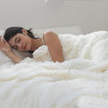 COOVA Ultra Soft Faux Fur Throw Blanket – Fuzzy Fluffy Cozy Microfiber Blankets, Warm Thick Plush Sherpa Fleece Throw Blanket for Couch,Bed,Sofa,Ideal Gift for Women.(Ivory White, 50"x60")