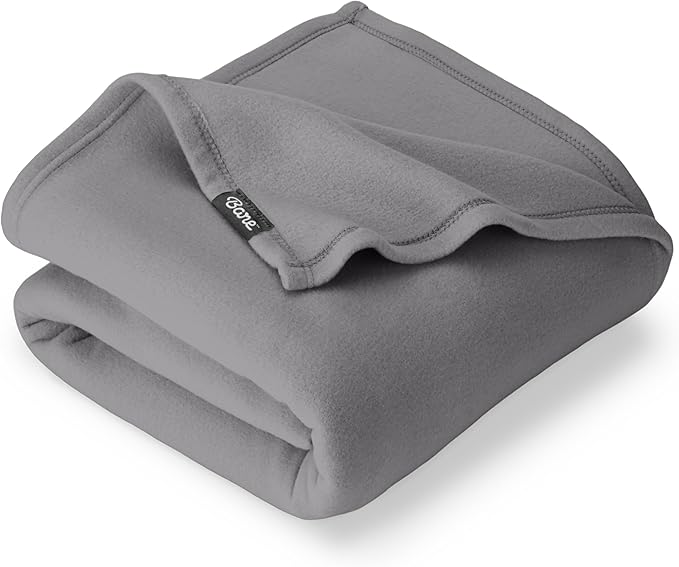 Bare Home Polar Fleece Blanket - Throw - Grey - Warm & Cozy - Premium Fleece for Bed, Sofa, Camping, Travel and Cold Nights - Lightweight Blanket (Throw, Grey)