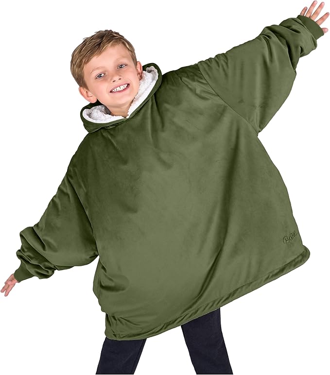 Bare Home Wearable Blanket Hoodie - Soft Plush Sherpa - Warm and Cozy - Oversized Wearable Blanket - Adult & Kid Sizes