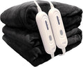 Tefici Electric Blanket King Size, Dual Control Super Cozy Soft 2-Layer Flannel 90" x100" Heated Blanket King Size with 3 Heat Levels & 8 Hours Auto Off,ETL&FCC Certified,Home Office Use,Black