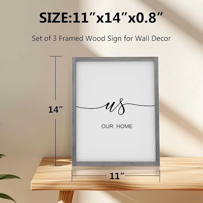 Heiple This is Us Wall Decor 11"x14" Framed Wooden Wall Sign for Home Decor Farmhouse Vintage Rustic Living Room Minimalist Family Wall Art (Gray)