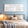 The Ten Commandments Rustic Bible Verse Framed Wall Art, 40''×15'' Positive Religious Christian Saying Sign for God Jesus Christ Prayer, Vintage Horizontal Holy Inspirational Catholic Scripture Decor