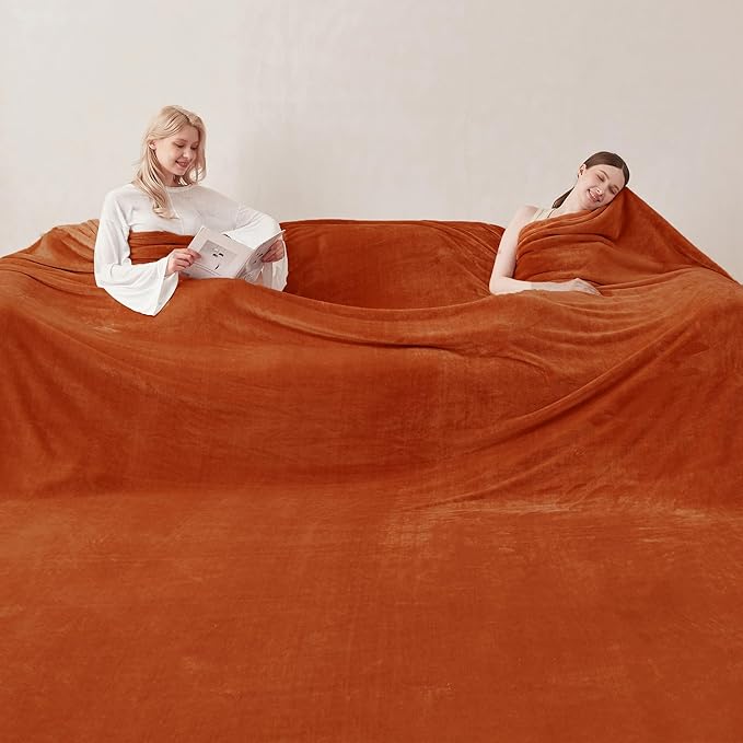 COOVA Oversized King Fleece Blanket 120x120 inches, Soft Cozy Warm Giant Extra Large 10'x10' Blanket for Bed, Sofa, Couch,Travel, Camping, California Huge Flannel Big Throw Blanket, Orange