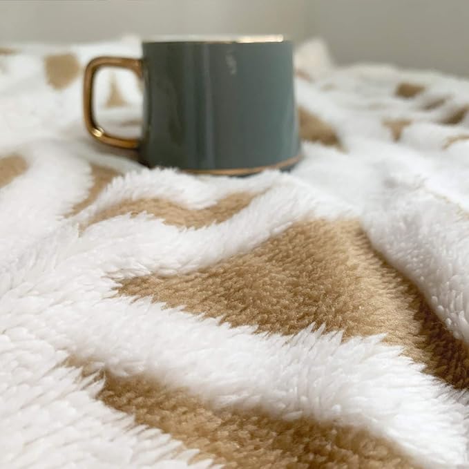 LOMAO Sherpa Fleece Blanket Easter Gifts for Mom Cozy Soft Throw Blanket for Women Men Dual Sided Couch Sofa Bed Blanket (Khaki, 60''x80'')