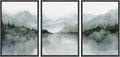 MUDECOR Framed Wall Art Print Set Misty Mountain Lake Watercolor Serene Illustrations Modern Art Boho Decorative Colorful Chic for Living Room, Bedroom, Office - 24"x36"x3 Black
