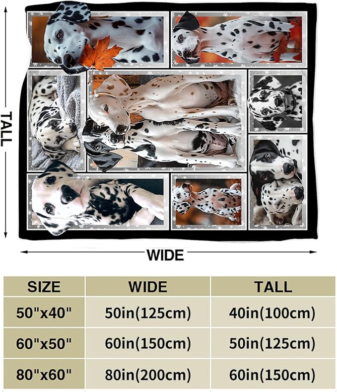 Dalmatian Dog Blanket Dalmatian Throw Blankets Puppy Dog Decor Stuff Cozy Flannel Fleece Soft Plush Fuzzy Warm Lightweight Bedding Gifts for Women Girls Kids 60"X50"