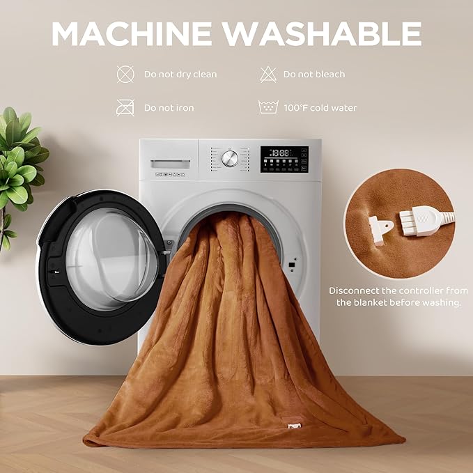 Heated Blanket Full Size - Single Controllers Electric Blanket Full with 9 Heat Settings & 10 Hour Auto Off,Overheat Protection,Machine Washable 72"x84"(Cocoa Brown)