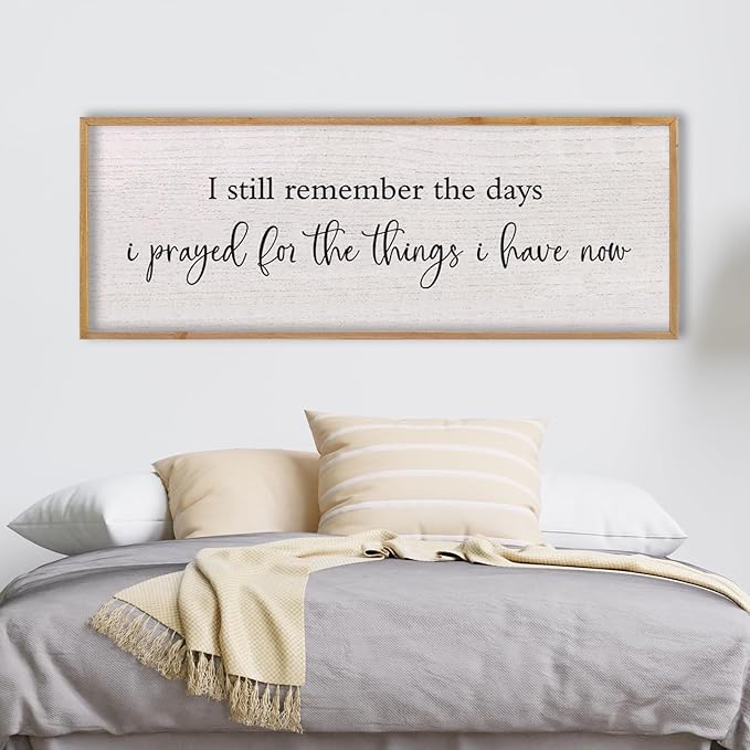 LuZhiQiang Bible Verse Wall Decor I Still Remember the Days I Prayed Sign 40"×15" Christian Grateful Inspirational Religious for Catholic Wall Art Scripture Living Room Religious Wall Hanging (Wood)