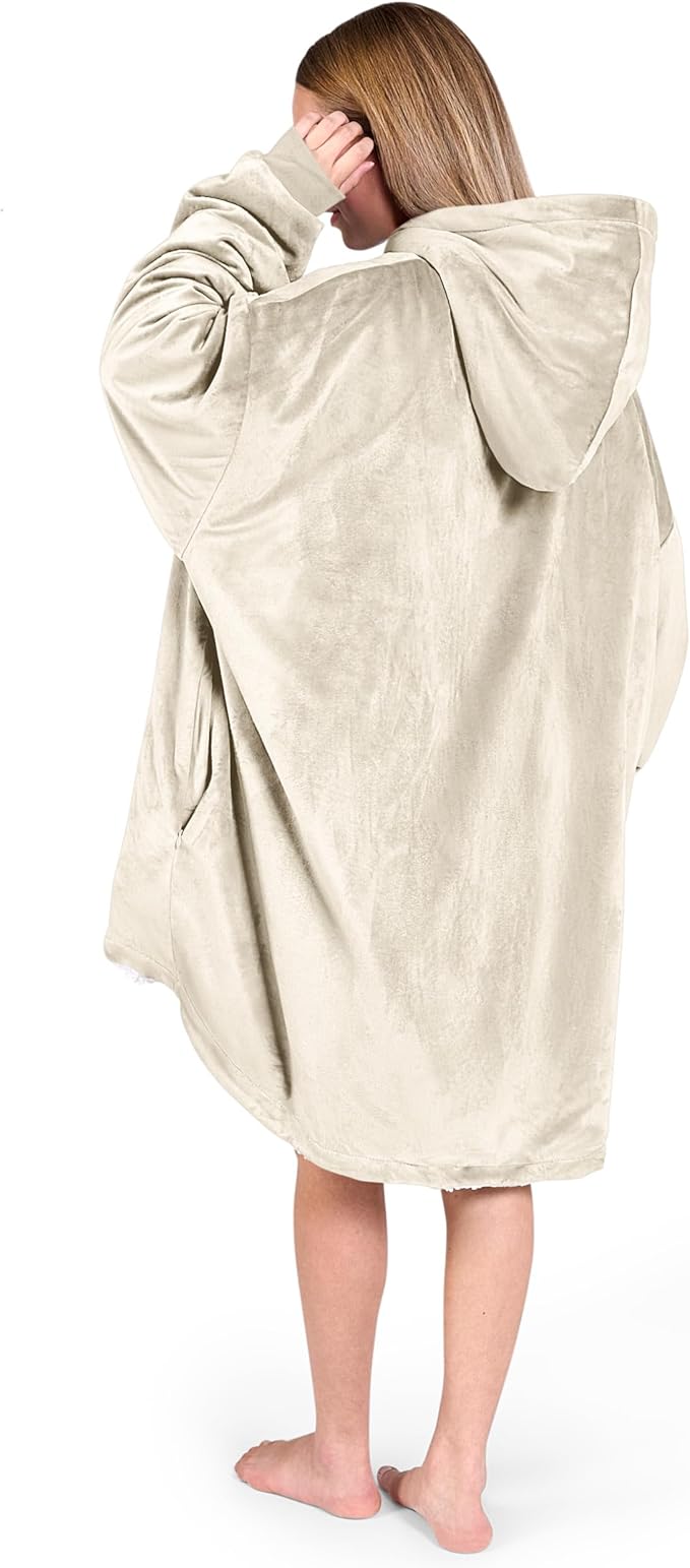 Bare Home Wearable Blanket Hoodie - Soft Plush Sherpa - Warm and Cozy - Oversized Wearable Blanket - Adult & Kid Sizes