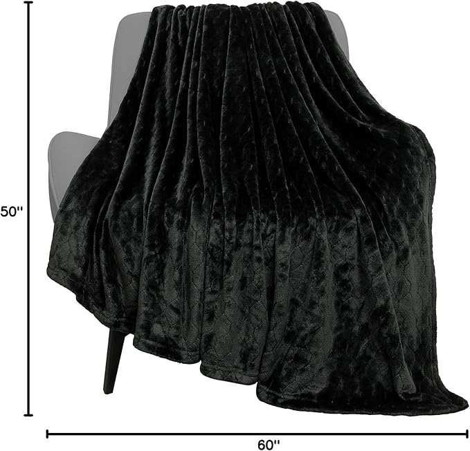 TOONOW Fleece Blanket Fuzzy Plush Throw Blanket Twin Size 60" x 80", Super Soft Fluffy Bed Blanket Geometric Pattern Comfy Microfiber Flannel Blankets for Couch, Bed, Sofa, Black