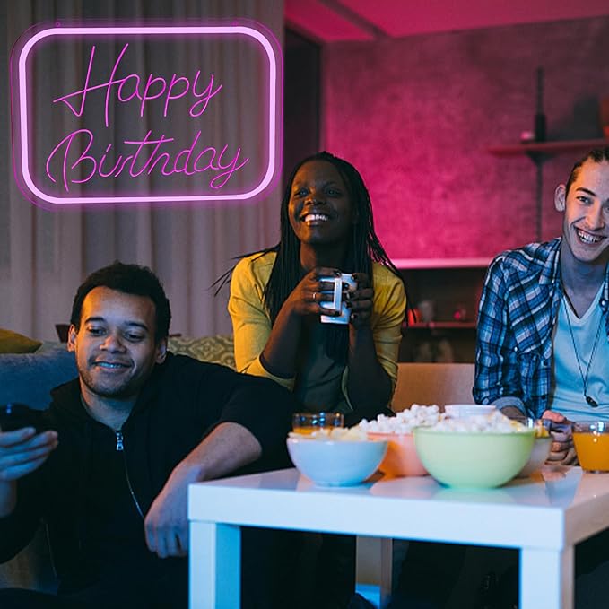 Happy Birthday Neon Signs for Wall Decor，Led Neon Light for Bedroom，Christmas Birthday Party Gift