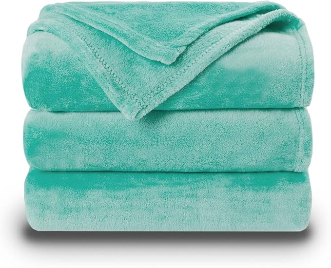 NANPIPER Fleece Blankets Super Soft Flannel King Size Blanket for Bed Luxury Cozy Microfiber Plush Fuzzy Blanket,Lake Blue