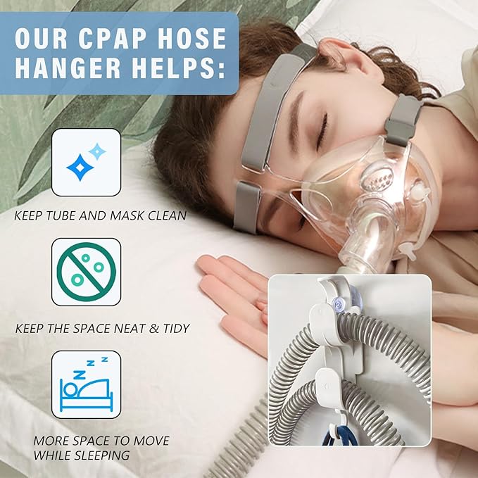 CPAP Hose Holder for Bed, CPAP Hose Hanger for Tube & Mask with Anti-Unhook Feature Hose Organizer Avoids Hose Tangle and Help You Sleep Better (4)