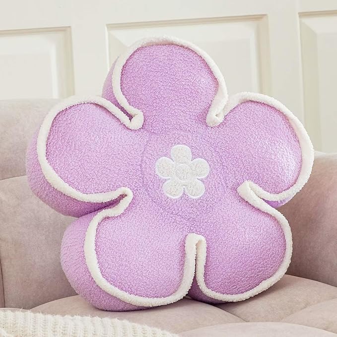 Kcvvcr Flower Pillow（Light Purple, 13.7 Inch）