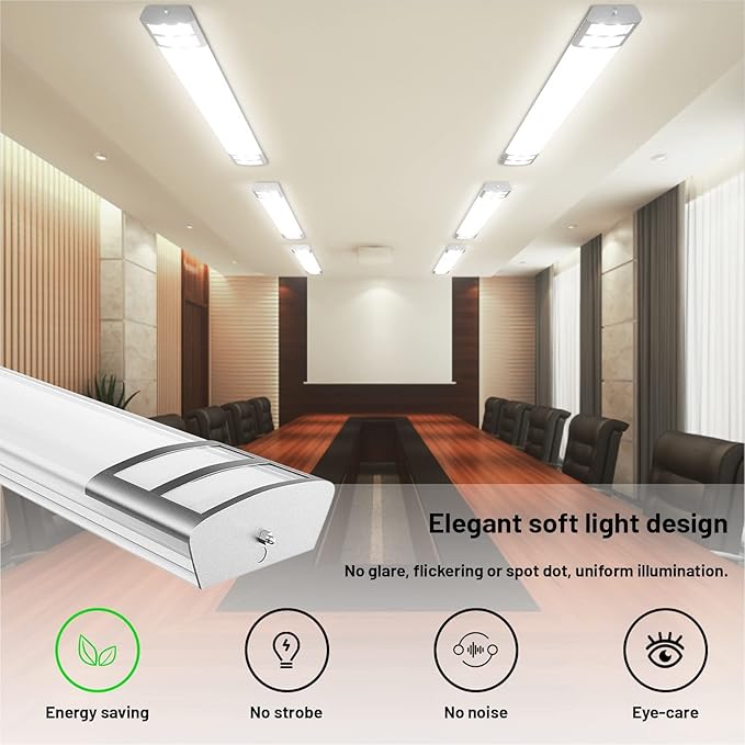 ANTLUX 4ft led Light Fixture 50W 5600lm LED Linear Flush Mount Light, 5000K, 4 Foot led Kitchen Ceiling Light fixtures for Living Room, Laundry, Replace for Fluorescent Version