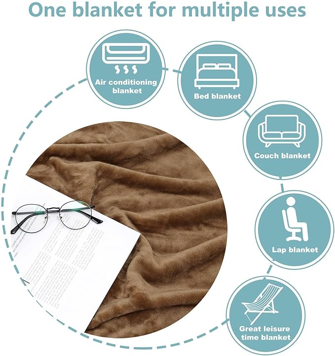 NANPIPER Fleece Blankets Super Soft Flannel Fuzzy Blanket for Bed Couch Luxury Cozy Plush Microfiber Blanket-Twin Size Coffee Brown