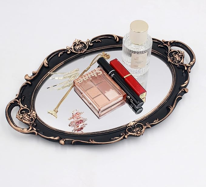 Vintage Mirror Small Wall Mirror Hanging Mirror 14.5 x 10 inchs Oval Brown