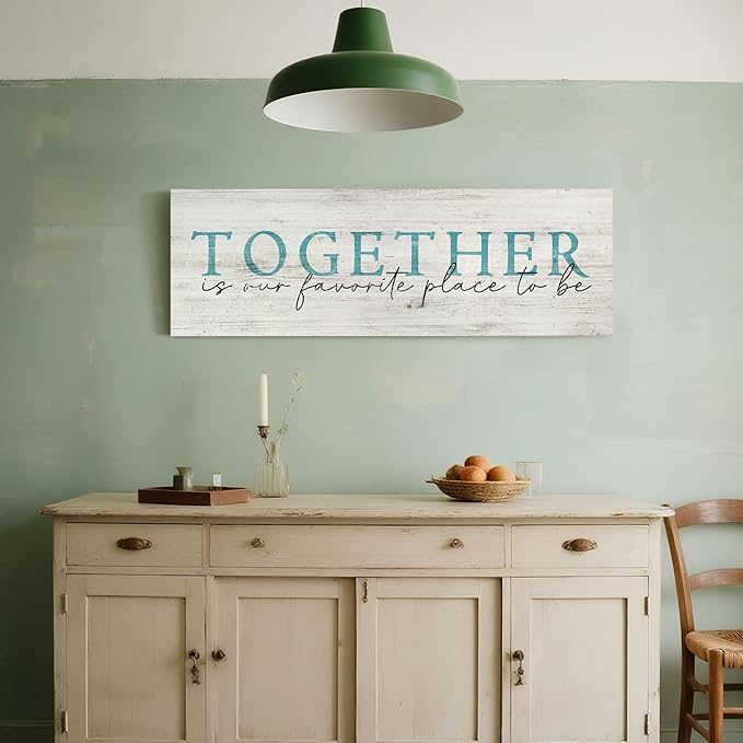 Family Wall Signs Decor Together is Our Favorite Place to Be Inspirational Quotes Wall Plaque Rustic Farmhouse Motivational Canvas Prints Wall Art for Living Room Bedroom Entryway Office Home Decor
