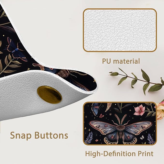 Butterfly Gifts Leather Jewelry Valet Tray,Gothic Moody Dark Cottagecore Butterfly Floral PU Leather Catchall Beside Caddy Nightstand Organizer Tray for Jewelry Rings Watches Keys,7.8x7.8inch