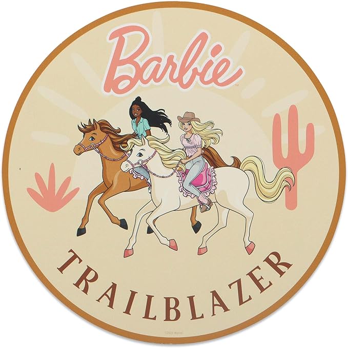 Mattel Barbie Trailblazer Wood Wall Decor - Western Themed Barbie Wall Art for Bedroom or Play Room