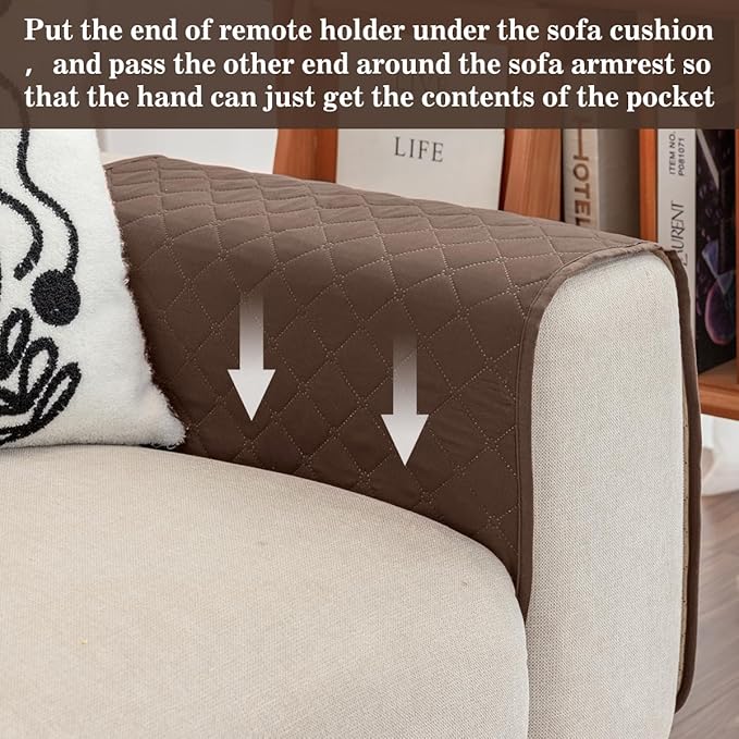 Bedside Caddy for Couch Remote Control Holder Recliner Armrest Organizer Non Slip Sofa Armchair Caddy with 6 Pocket Storage for Magazine, Tablet, Phone, iPad, Coffee