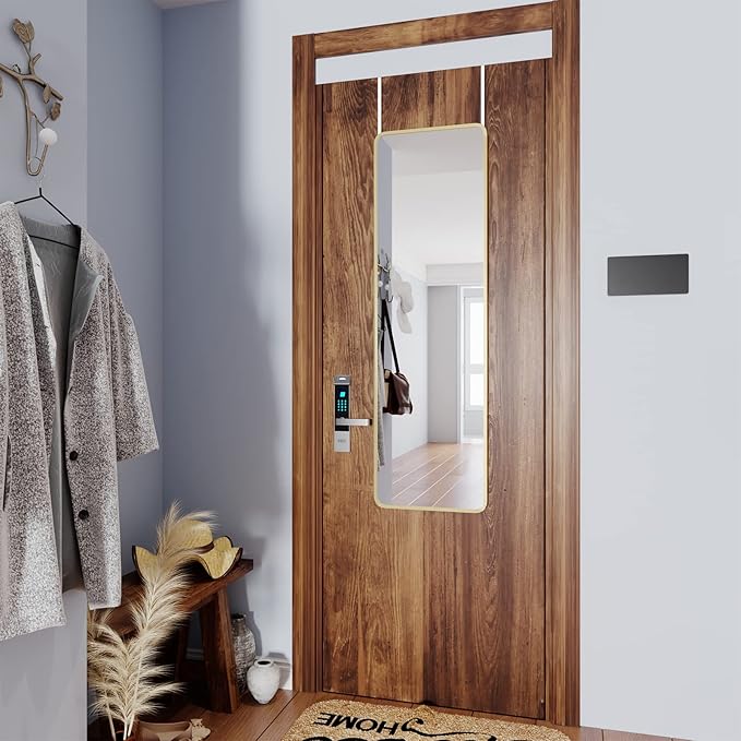 Giftgarden 47"x14" Gold Full Length Mirror Aluminum Framed, Modern Long Wall Mirror Tall Full-Body, Wall Mounted or Over The Door Hanging for Bedroom Closet Bathroom, Golden