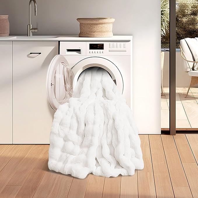 60x80in Faux Fur Throw Blanket for Couch or Bed,Washable Travel Throw Plush Decorative Throw for Home Décor