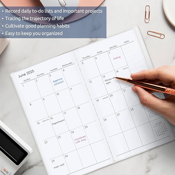 Pocket Calendar 2026-2027, 2026-2027 Monthly Planner - 3.7" x 6.7" - Runs from January 2026 Until December 2027, 2026 Pocket Calendar with PVC Cover for Organizing & Planning
