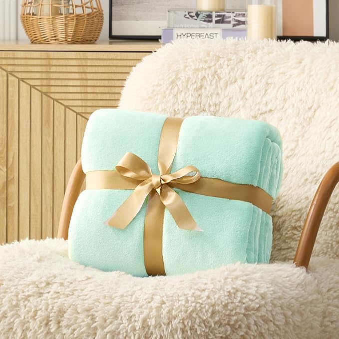 Hansleep Fleece Lake Green King Blanket, Super Soft Flannel Fuzzy Plush Cozy Blanket for All Seasons, Lake Green, King 90x108 Inches